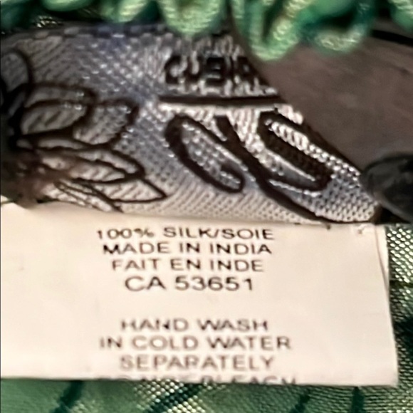 Raw Silk Strapless Midi Dress LARGE Green - Picture 7 of 7